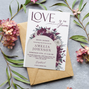 Invitation Fleurs Love in Bloom Bordeaux Crème Baby Shower de