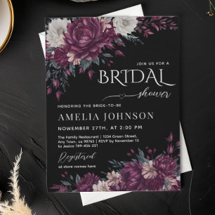 Invitation Fleurs Love in Bloom Bordeaux Foncé Baby Shower de