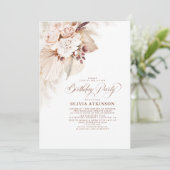 Invitation Fleurs lumineuses et Pampas Boho en herbe Annivers (Debout devant)