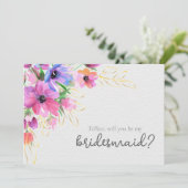 Invitation Fleurs lumineuses et servante d'honneur d'or (Debout devant)