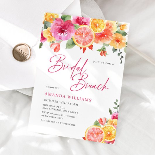 Invitation Fleurs lumineuses Festives Fleur d'agrumes floraux