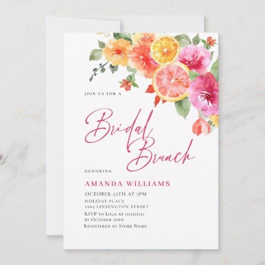 Invitation Fleurs lumineuses Festives Fleur d'agrumes floraux (Devant)