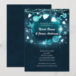 Invitation Fleurs Lumineuses Nuit Jardin Fantaisiste de Maria