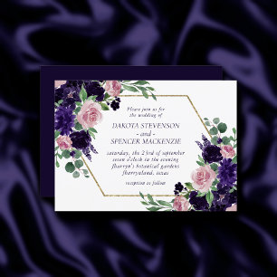 Invitation Fleurs luxuriantes   Bouquets violets et roses