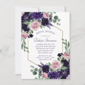 Invitation Fleurs luxuriantes | Douche florale violette et ro (Devant)