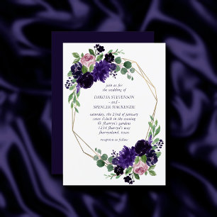 Invitation Fleurs luxuriantes   Frame Floral violet et rose