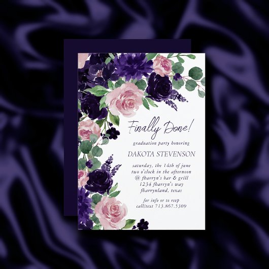 Invitation Fleurs luxuriantes | Purple and Pink Rose Rose Gra