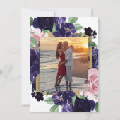 Invitation Fleurs luxuriantes | Rose violet et rose première  (Dos)