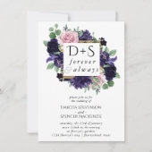 Invitation Fleurs luxuriantes | Rose violet et rose première  (Devant)