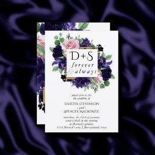 Invitation Fleurs luxuriantes   Rose violet et rose première 