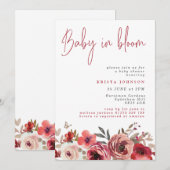 Invitation Fleurs Magenta Bébé dans le Baby shower en fleur (Devant / Derrière)