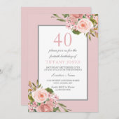 Invitation Fleurs magnifiques femmes 40e anniversaire Invitat (Devant / Derrière)