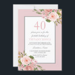 Invitation Fleurs magnifiques femmes 40e anniversaire Invitat<br><div class="desc">Fleurs magnifiques Filles 40e anniversaire Invitation de fête Voir la collection correspondante dans Boutique</div>