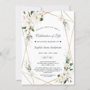 Invitation Fleurs Magnolia Blanches Célébration Or De La Vie