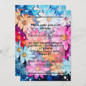 Invitation Fleurs marguerites Abstraites (Devant / Derrière)