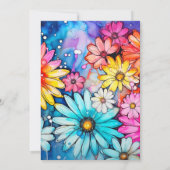 Invitation Fleurs marguerites Abstraites vibrantes Fête d'ann (Dos)