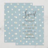 Invitation Fleurs marguerites blanches des années 70 Boho Blu (Devant / Derrière)