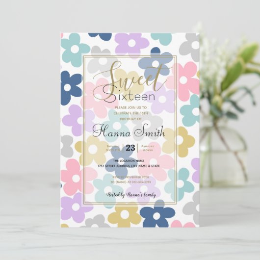 Invitation Fleurs marguerites super Retro Boho Floral (Debout devant)