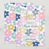 Invitation Fleurs marguerites super Retro Boho Floral (Devant / Derrière)