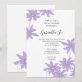 Invitation Fleurs marguerites violettes sur Fête des mariées (Devant / Derrière)