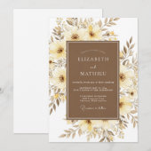 Invitation Fleurs Mariage Crème Peintre (Devant / Derrière)