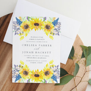 Invitation Fleurs Mariage de tournesol aquarelle