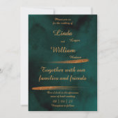 Invitation Fleurs Mariage Deep Sea Vert foncé Aquarelle (Devant)