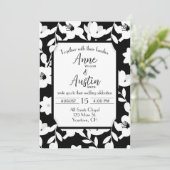 Invitation Fleurs Mariage Noir et Blanc  (Debout devant)
