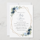 Invitation Fleurs marines, Fleurs bleues, Verdure, Baby showe (Devant)