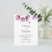 Invitation Fleurs mauves violettes. Mariage rustique moderne (Debout devant)