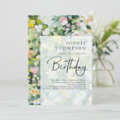 Invitation Fleurs Meadow élégant anniversaire (Debout devant)