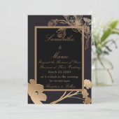 Invitation Fleurs métalliques modernes et élégantes Mariage (Debout devant)