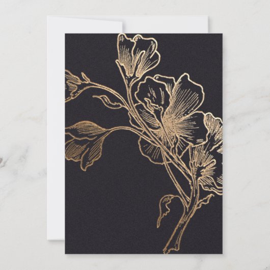 Invitation Fleurs métalliques modernes et élégantes Mariage (Dos)