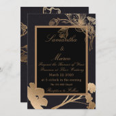 Invitation Fleurs métalliques modernes et élégantes Mariage (Devant / Derrière)