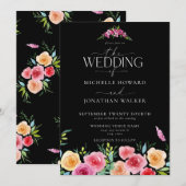 Invitation Fleurs mexicaines Fiesta Mariage de script élégant (Devant / Derrière)