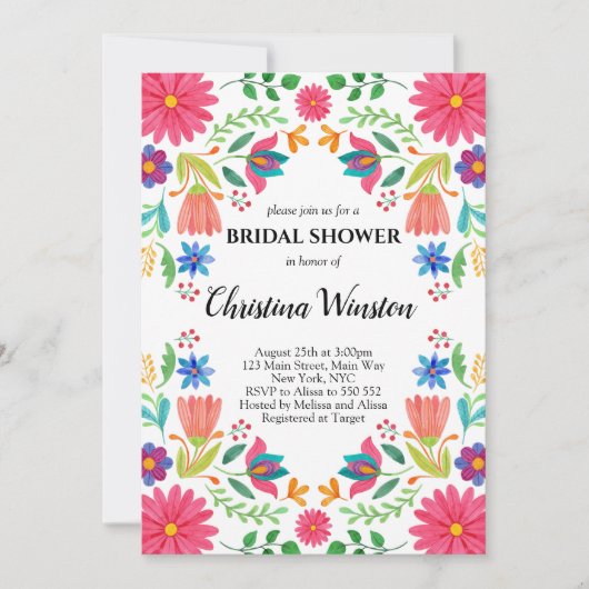 Invitation Fleurs mexicaines Fiesta nuptiale florale (Devant)