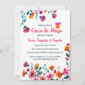 Invitation Fleurs mexicaines Fuchsia Cinco de Mayo Fiesta (Devant)