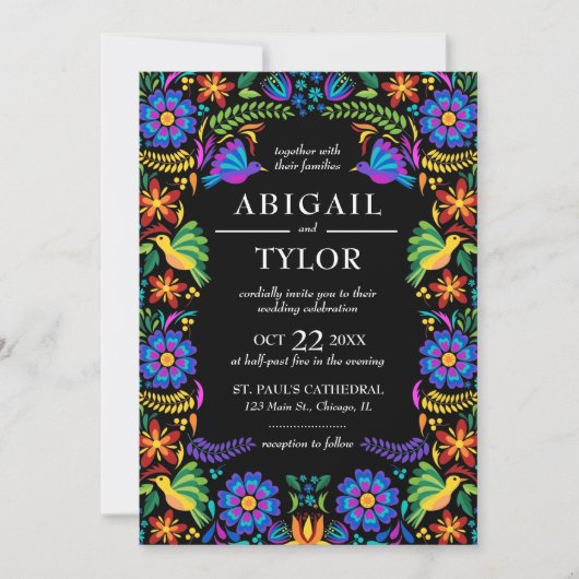 Invitation Fleurs Mexicaines Mariage (Devant)