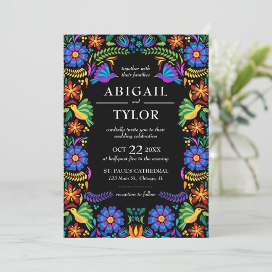 Invitation Fleurs Mexicaines Mariage (Debout devant)