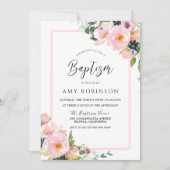 Invitation Fleurs mignonnes Blush Filles Photo Baptême (Devant)