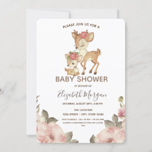 Invitation Fleurs Mignonnes de Renne de Bébé Shower de Bébé