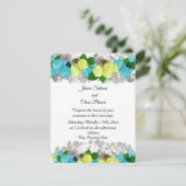 Invitation Fleurs Mixtes Turquoise Jaune Gras (Debout devant)