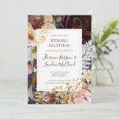 Invitation Fleurs Moderne en Rouge | Réception de Mariage Nav (Debout devant)