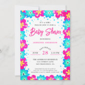 Invitation Fleurs modernes C'est un Baby shower de fille (Devant)