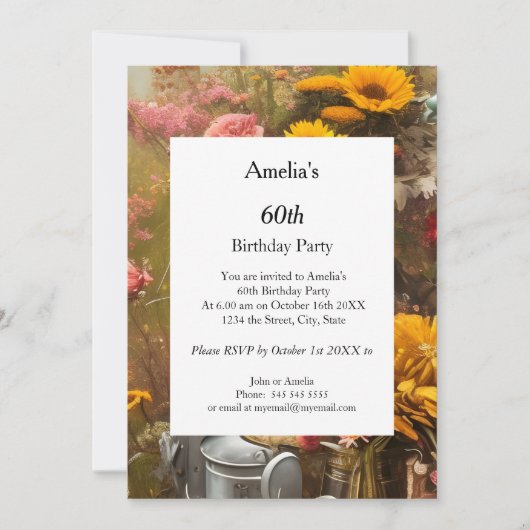 Invitation Fleurs modernes de la ferme fête d'anniversaire (Devant)