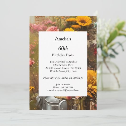 Invitation Fleurs modernes de la ferme fête d'anniversaire (Debout devant)