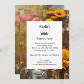 Invitation Fleurs modernes de la ferme fête d'anniversaire (Devant / Derrière)