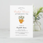 Invitation Fleurs modernes Fête des mariées Tea Party (Debout devant)