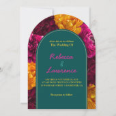 Invitation Fleurs modernes rose vert jaune (Devant)