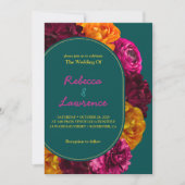 Invitation Fleurs modernes rose vert jaune (Devant)